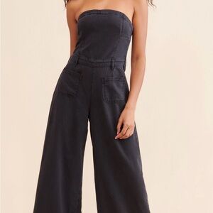 Women's Black Strapless Jumpsuit